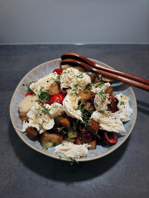 Summer Cherry and Kohlrabi Salad with Honey Mustard Dressing