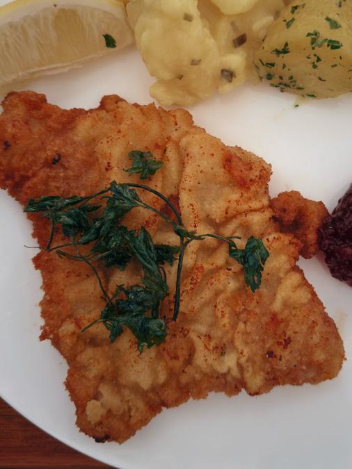 Wiener Schnitzel with Parsley Potatoes, Potato Salad & Lingonberries