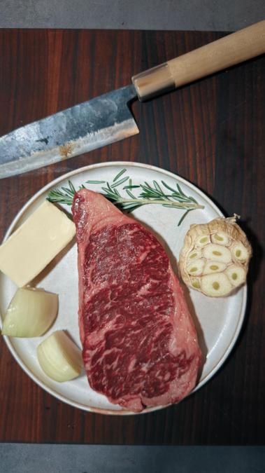 Perfect Wagyu Steak with Miso Butter and Rosemary Fries
