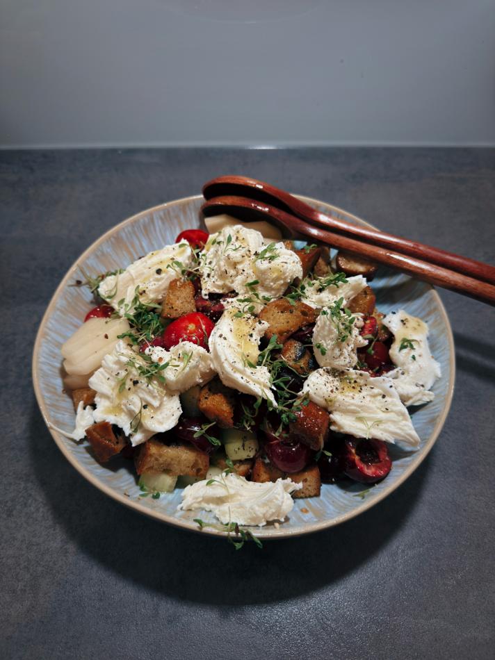 Summer Cherry and Kohlrabi Salad with Honey Mustard Dressing