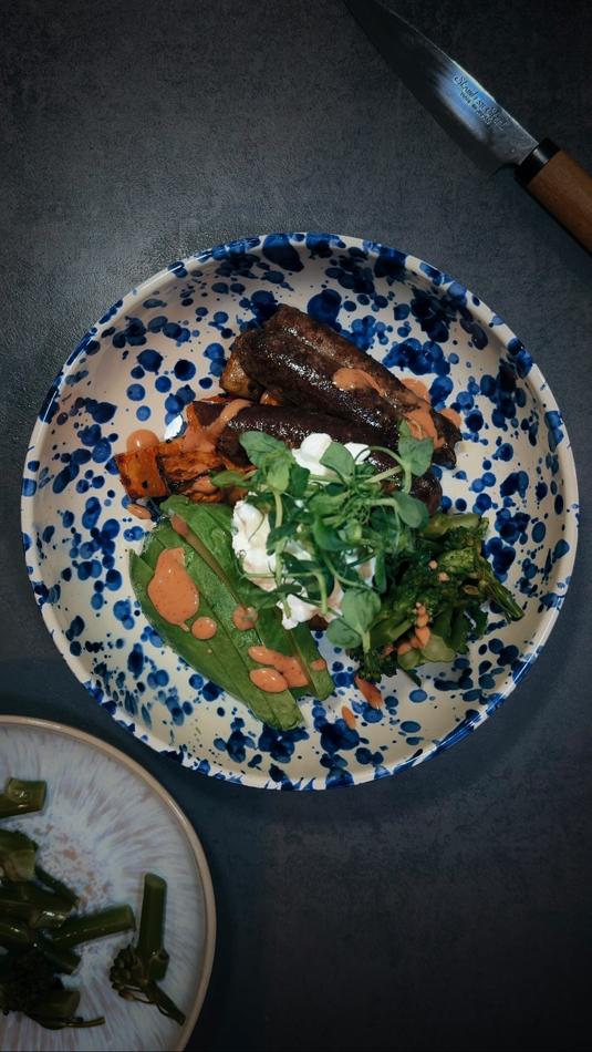 Sweet Potato Power Bowl with Beef and Cottage Cheese