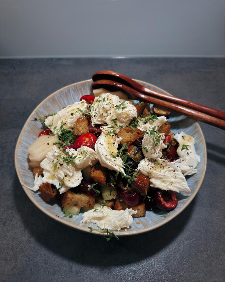 Summer Cherry and Kohlrabi Salad with Honey Mustard Dressing