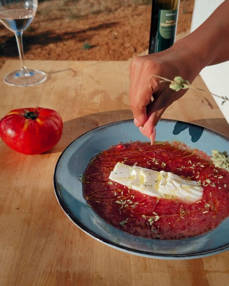 Cooking on a holiday terrace in southern Portugal