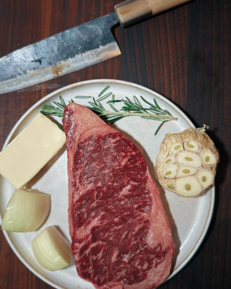 Perfect Wagyu Steak with Miso Butter and Rosemary Fries