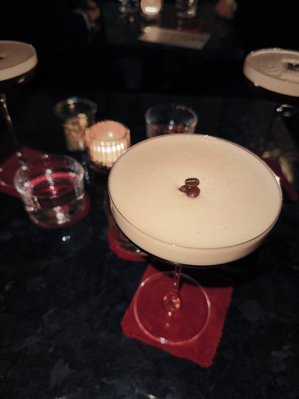 Espresso martini by candlelight